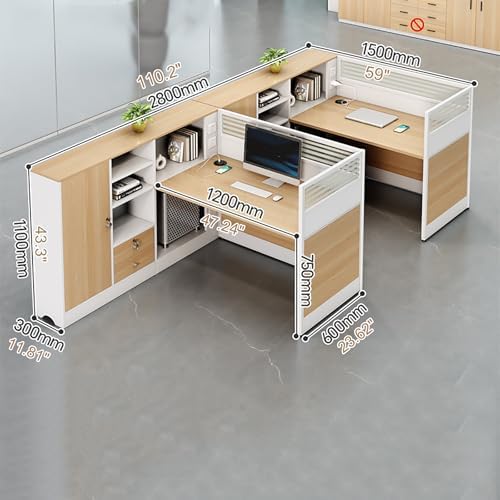 Modern Office Cubicle Workstation Desk with Tempered Glass Privacy Panels, USB Charging Hub & Cable Management,Multi-Person Modular Computer Desk for Commercial Office (B-Right, Two Person-F) - Image 2