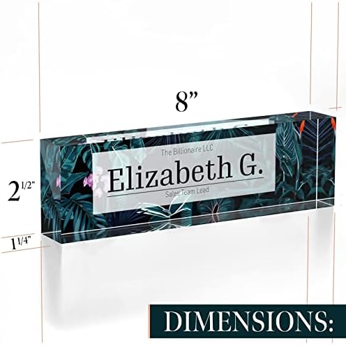 Desk Name Plate Personalized, Custom Name Plates 2½/x8 Inches, Thick Crystal-Clear Acrylic, Gift Box, Office Desk Decor. USA Made by ACRYLUXE (Bouquet) - Image 7
