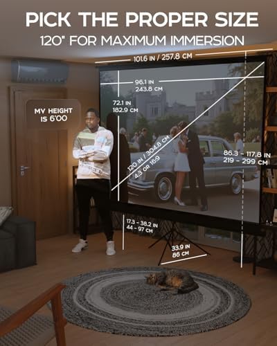 PropVue Projector Screen with Stand 120 inch for Movies & Presentations - Image 3