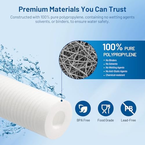 1 Micron 10" x 2.5" PP Grooved Sediment Water Filter Cartridge, 6 Pack - Image 4