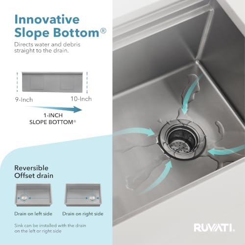 Ruvati 30-in 16-Gauge Offset-Drain Workstation Kitchen Sink - RVH8582 - Image 6