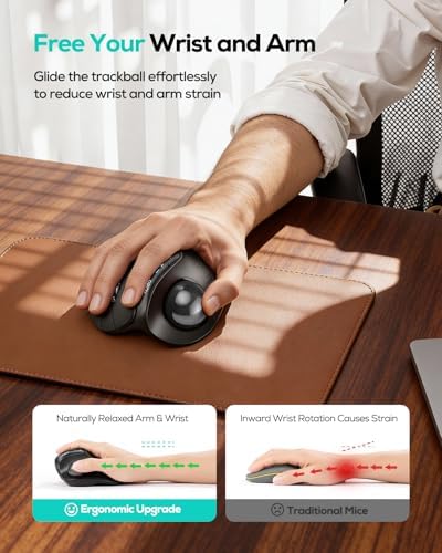 Nulea Wireless Ergonomic Vertical Trackball Mouse Thumb Control - Image 5