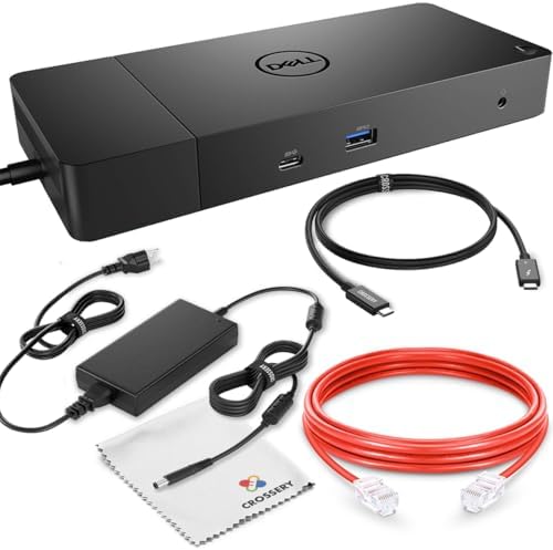 Dell WD19 Docking Station Bundle with USB-C and Dual Monitor Support - Full Package w/Dell WD19 Universal Dock, 180W Power Adapter, Thunderbolt 3 & Ethernet Cable, Cleaning Cloth (Renewed) by Amazon+Renewed