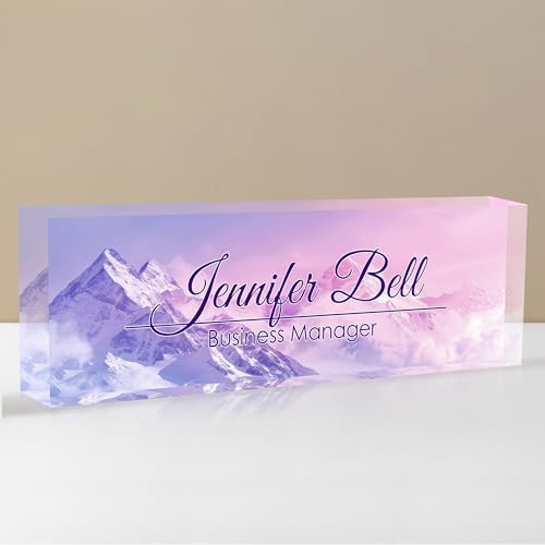 Personalized Name Plate for Desk, Custom Desk Name Plate, Acrylic Name Plate Office Desk Accessories, Personalized Office Gifts for Coworkers Teachers, Employee Appreciation Gifts (Himalayan) by EOBIBIFUN