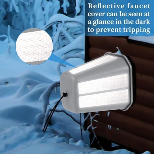 4 Pack 2026 Upgrade Extra Large Outdoor Faucet Cover for Winter Freeze Protection 8.5x7x5.5in Thick Plastic Foam Hose Bib Spigot Cover Winter Insulated with Reflective Strips (Gray) - Image 5