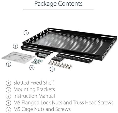 StarTech 1U Adjustable Vented Rack Shelf, 19in, 175lb, TAA (ADJSHELF) - Image 5