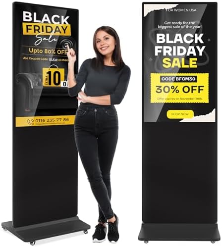 43 inch Indoor Digital Signage 4K Touchscreen IPS Floor Standing Digital Kiosks Interactive Displays with WiFi HDMI/USB Input Auto AD Player, Android OS Black by Homepage