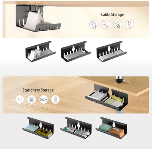 Syeeiex Under Desk Cable Management, Cord Management, Black, 17inch, 2 Set - Image 3