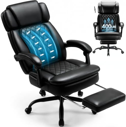 Big and Tall Office Chair 400lbs, PU Leather Executive Chair by RECER