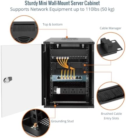 Tecmojo 12U 10 inch Rack, Wall Mount Network Cabinet Set,12.3W x 13D x 22.3H- Load Capacity 110Lbs(50 kg),Black 10" Wall Housing Server Rack Set - Image 4