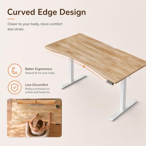 Grandder 63x32 Electric Standing Desk, Curved Oak Desktop - Image 5
