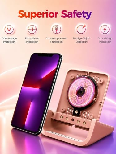 Wireless Charger YUWISS Wireless Charging Stand Cordless Charger 10/7.5/5W Compatible with iPhone 14 13 12/12 /11Pro Max/XR/XS Max/XS/X/8/8Plus Galaxy S22/S21/S9/S9+/S8/S8+ Note (Rose Gold) - Image 6