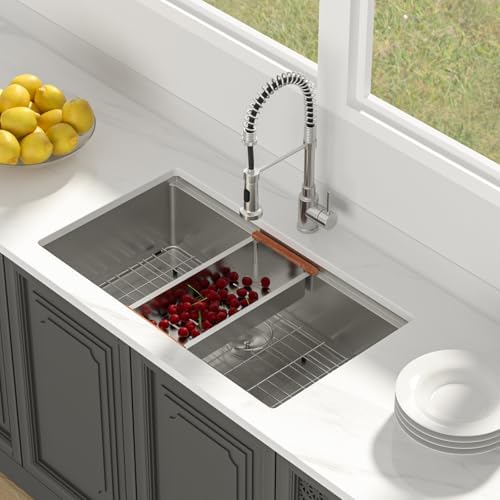 Lordear 33 Inch Undermount Kitchen Sink Honeycomb Finish 16 Gauge Stainless Steel Single Bowl Workstation Sinks Scratch Resistant Handmade Under Counter Sink Basin - Image 3