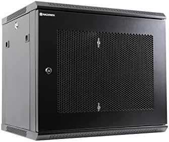 RackPath 9U Wall Mount Server Cabinet Network Rack Enclosure, Quiet Cooling Fan, Perforated Door, Black by RackPath