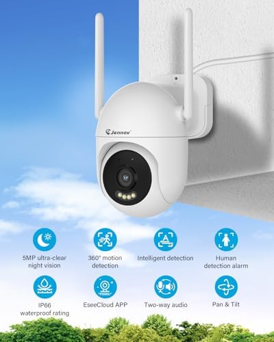 Jennov 5MP WiFi Security Camera System with Monitor, 4 Plug-in Cameras - Image 2