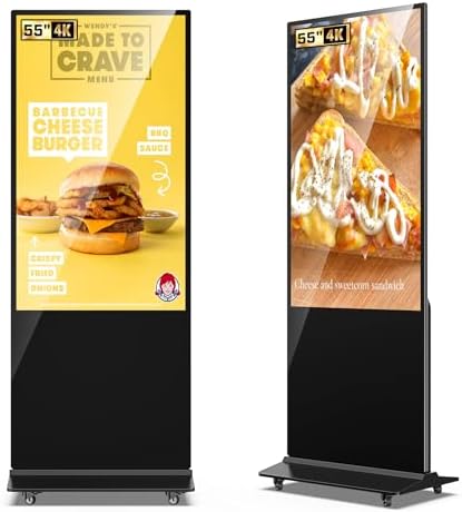 32/43/55/65 Inch 4K Digital Signage Display, LCD Screen Advertising Display Kiosk Interactive Totem Floor Standing Auto AD Player with USB/HDMI/WiFi Android OS (55'' Non-Touch) by JASZDOT