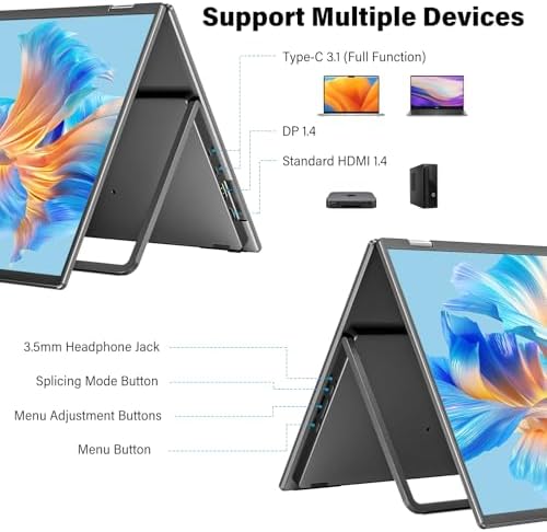 InnoView 23.8" Dual Portable Monitor 180Hz 2560 x 1440P 2K 100% sRGB - Foldable & Stackable Design with 315° Screen Adjustment & 180° Stand | USB-C/HDMI, Dual Monitor for Laptop, Mac, Windows - Image 6