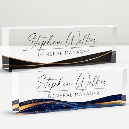 Custom Acrylic Desk Name Plates, Personalized Business Name Plate for Office Gift by Ueedklaayy