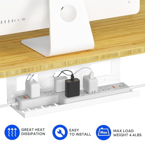FLEXISPOT Under Desk Cable Management for Office and Home - Standing Desk Metal Raceway Wires Tray (White) - Image 3