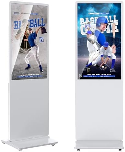 43 inch Indoor Digital Signage LCD Screen IPS Floor Standing Digital Kiosks Interactive Displays with WiFi HDMI/USB Input Auto AD Player, Android OS White by Homepage