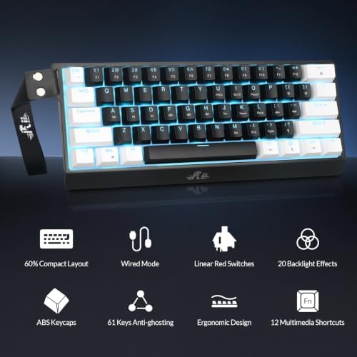 Rii 60% Wired Mechanical Keyboard, Linear Red Switch for Office, Gaming - Image 2
