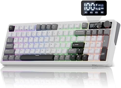 RK ROYAL KLUDGE M100 Wireless Mechanical Keyboard with Screen & Knob, White by RKROYALKLUDGE