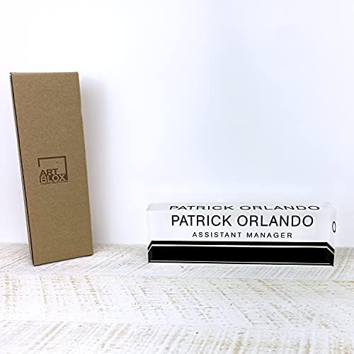Artblox Office Desk Name Plate Personalized | Custom Name Plates for Desks on Acrylic Glass Decor | Office Desk Decor Nameplate | Desk Accessories | Black Stripe - (8" x 2.5") - Image 5