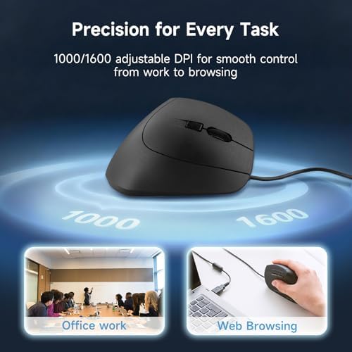 SANWA Wired Ergonomic Vertical Mouse, Silent Click & Remap with Software - Image 5