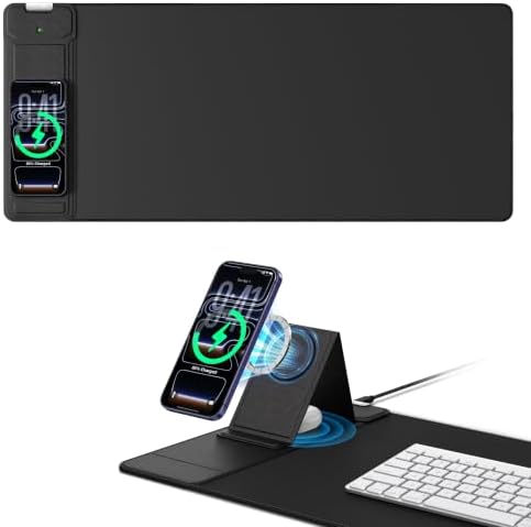 Mouse Pad with Magnetic Wireless Charging & Adjustable Phone Stand by abcmat