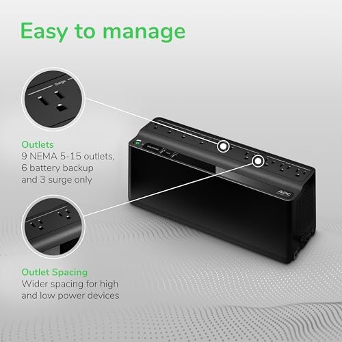 APC BE850G2 UPS Battery Backup & Surge Protector for Computer, Router, NAS - Image 4