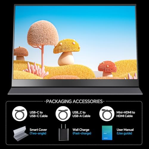 Yxk Portable Monitor 15.6 Inch 4K 60Hz 100% sRGB Ultra-Slim Travel Monitor with Dual Speakers USB-C HDMI Second Screen for Laptop PC Mac Phone Xbox PS4/5 Switch, VESA Kickstand with Cover Stand - Image 6