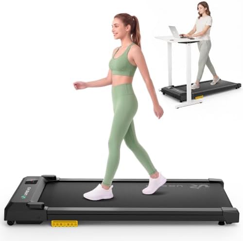 UREVO Smart Walking Pad, Compact Under Desk Treadmill with Double Shock Absorption, Quiet Operation, Workout APP with Track Insights and MIIT Mode, Plug and Play, Remote or APP Control for Home Office by UREVO