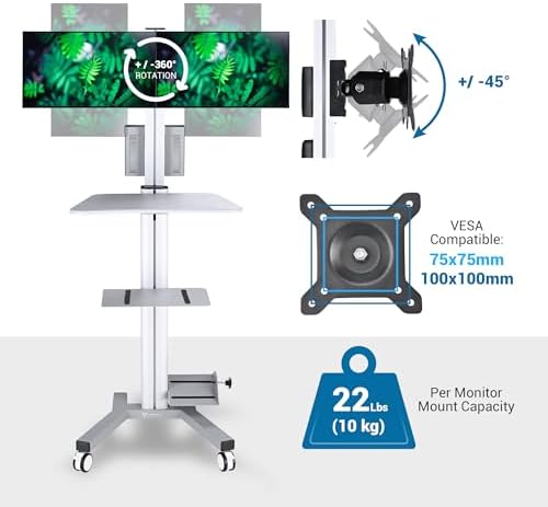 Yescom NexusX Commander Max Mobile PC Computer Stand with Dual Monitor - Image 4