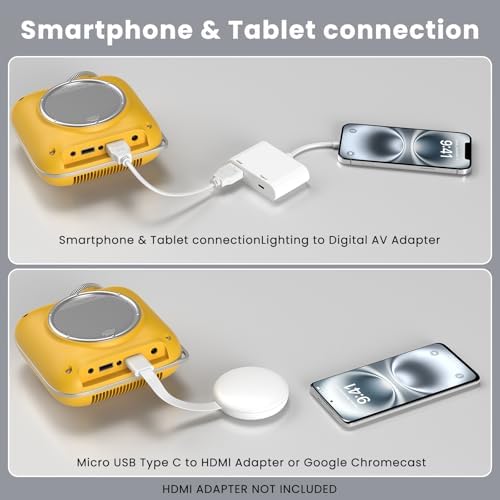 HOMPOW Mini Projector, 1080P Supported Portable Bluetooth projector - Image 3