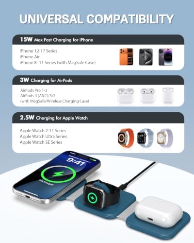 3 in 1 Foldable Travel Wireless Charger for Apple Multi Device - Image 6