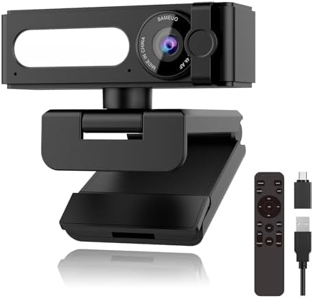 4K Webcam with Dual AI Noise-Cancelling Mics Autofocus, Auto Light Correction,120° FOV,Privacy Cover,Plug and Play Computer Camera for Microsoft Teams/Zoom/Google Voice/Skype/Facetime/YouTube,Black by Unknown