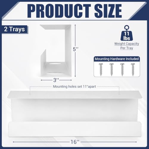 2 Pack Under Desk Cable Management Tray,Hold 11 lbs, 16 x 5 x 3 Inch, White - Image 3