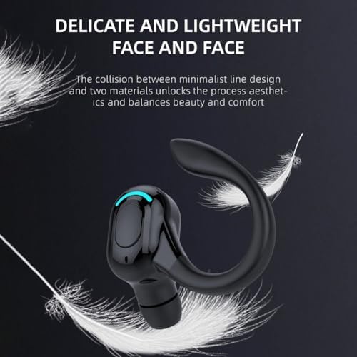 Wireless Headset Business Headphones,Waterproof Hanging Single Ear Earbuds,Mono Wireless Headset Noise Cancelling Sports Wireless Earpiece with Mic for Smart Phones (Black) - Image 2