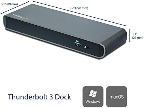 StarTech Thunderbolt 3 Dock, Dual 4K 60Hz DP, 85W PD, 3x USB, GbE - Image 2