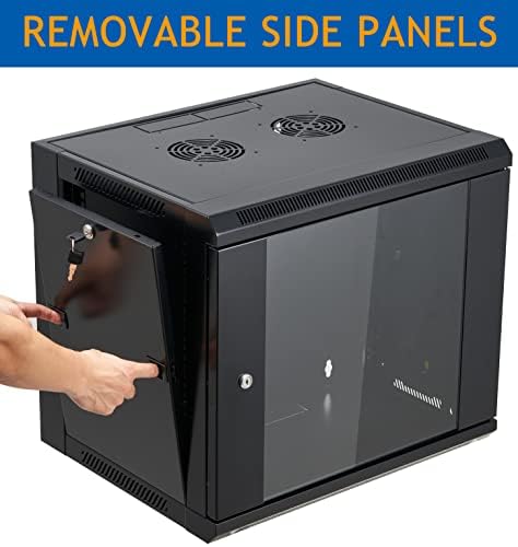 9U Wall Mount Server Cabinet Network Rack Enclosure Locking Glass Door - Image 3