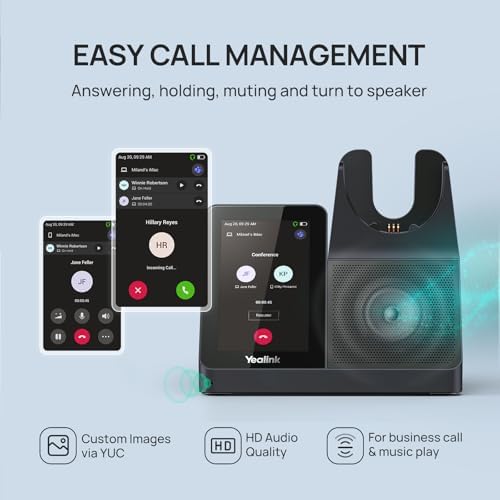 Yealink WH68 Workstation DECT Wireless Headset with 4" Touch Screen, 4 Mic Hybrid ANC, 606ft Range, All in One Workstation with Speaker, 3X USB Hub Office Headset for Desk Phone, Computer, Cellphone - Image 3