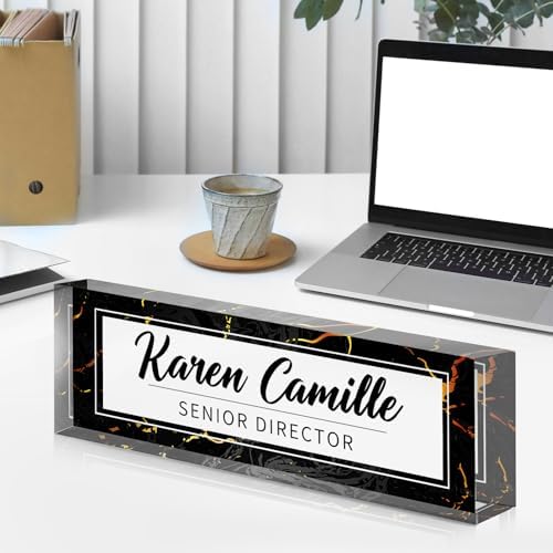 Custom Office Name Plate for Desk - Name Plate Personalized Gifts for Coworkers, Boss, Teacher, Social Worker - Acrylic Office Desk Decor for Women Men - Employee Appreciation Gifts (black gold) - Image 7