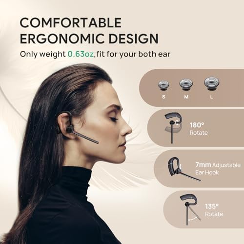 Yealink BH71 Pro Bluetooth Headset with USB-C/A Dongle, Teams Certified, Wireless Earpiece for Cell Phone,PC,Laptop,Noise Cancelling Microphone, Adjustable Ear Hook - Image 5