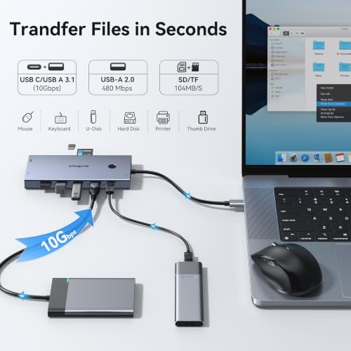 Laptop Docking Station 3 HDMI Monitors, USB C Docking Station Dual Monitor - Image 6