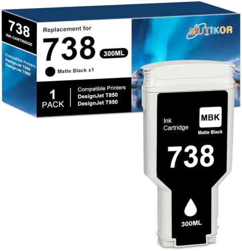 300-ml 738 Black Ink Cartridge Compatible for DesignJet T850 T950 Printer by Mutikor