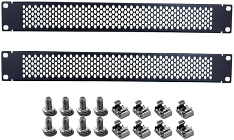 1U Blank Rack Mount Panel, 19 Inch Disassembled Cable Management Panel Spacer W/Brush for Server Network Rack Enclosure Cabinet (2pcs-Venting) by Suprwin