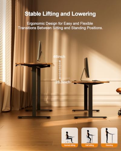 HLDIRECT 40" Electric Standing Desk with Power Outlets, Brown - Image 4