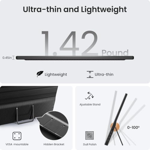 KQC Portable Monitor 15.6" 1080P FHD IPS Display, Ultra-Slim USB-C HDMI Travel Monitor with Kickstand, Zero Bezel Screen Extender for Laptop, Mac, Phone, PS, Xbox, Switch Gaming - Image 7