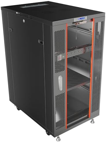 Sysracks 27U Server Rack Cabinet, 39" Deep, Glass Door, 19-Inch by SYSRACKS