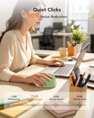 KYSONA Ergonomic Mouse Wireless, Bluetooth Vertical Mouse, 5-Level Adjustable DPI, 2.4G Silent Switch Mice for Windows, MacOS, IPadOS, Laptop, PC, Olive Green - Image 6